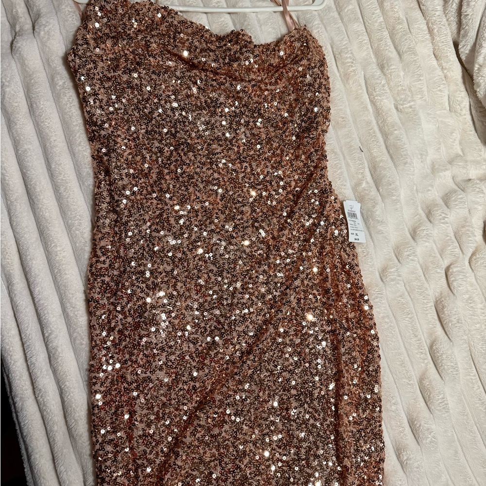 Windsor Sequin Rose Gold Mini Dress
